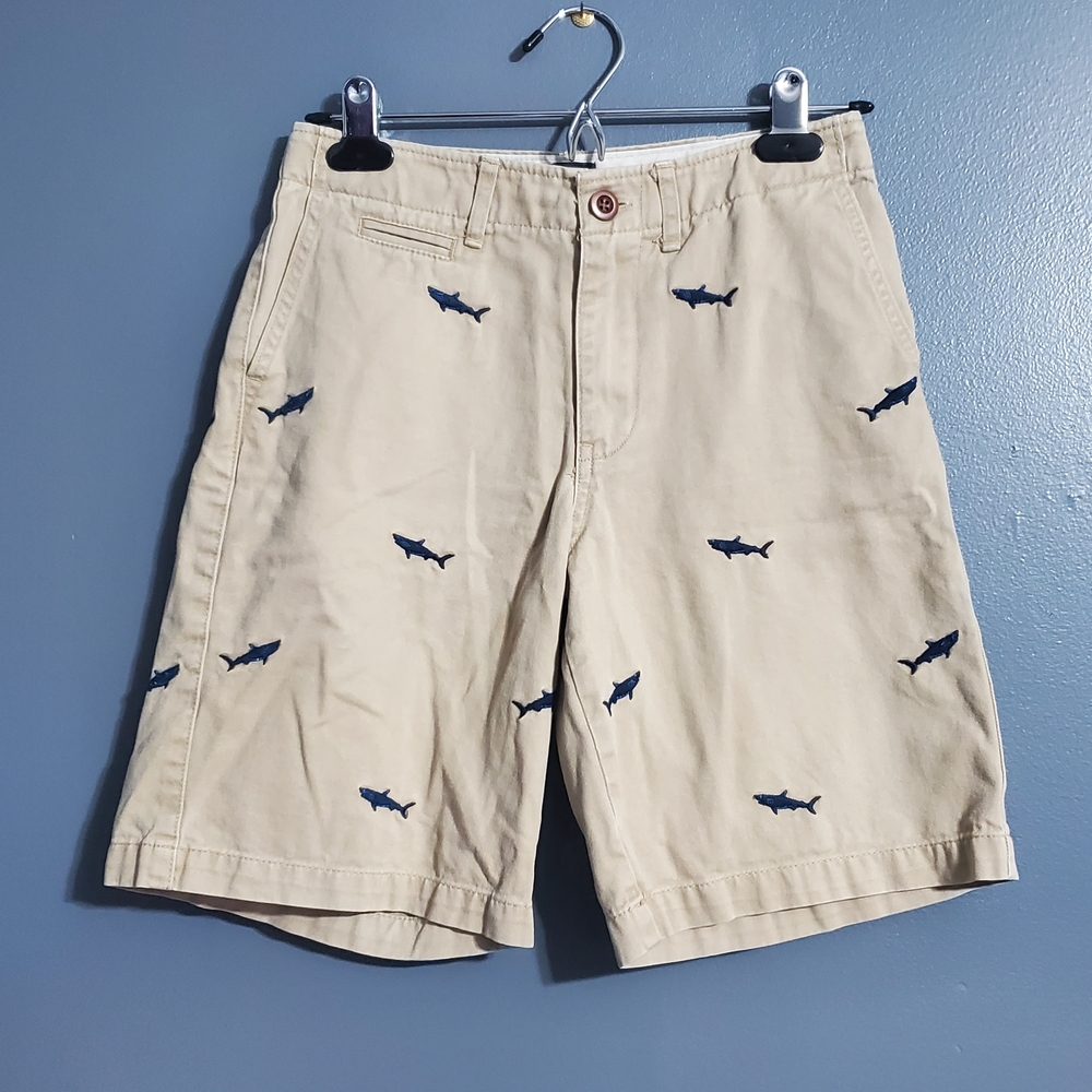GAP Tan Embroidered Shark Shorts Adjustable Waist Boy's Size 10